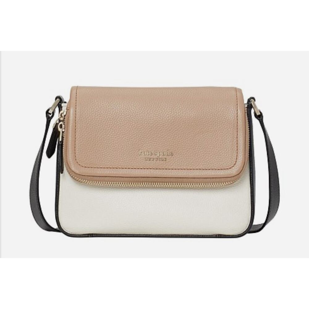 NWT! KATE SPADE New York Run Around Large‎ Black Colorblocked Flap Crossbody Bag